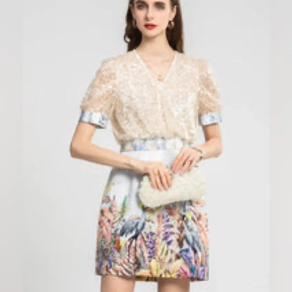 Unique Floral Bird Sequin Dress - Picture 9 of 9